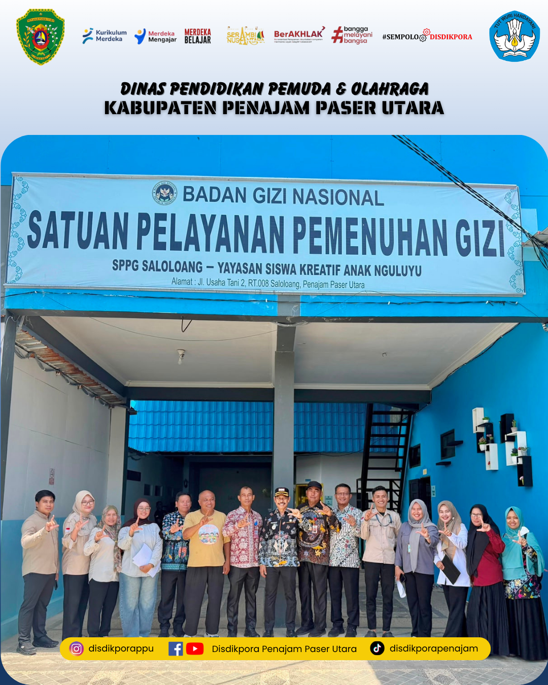 Monitoring Satuan Tugas MBG  di SPPG Kecamatan Penajam dan Seloloang  bersama Wakil Bupati PPU, Abdul Waris Muin  serta perwakilan BGN.